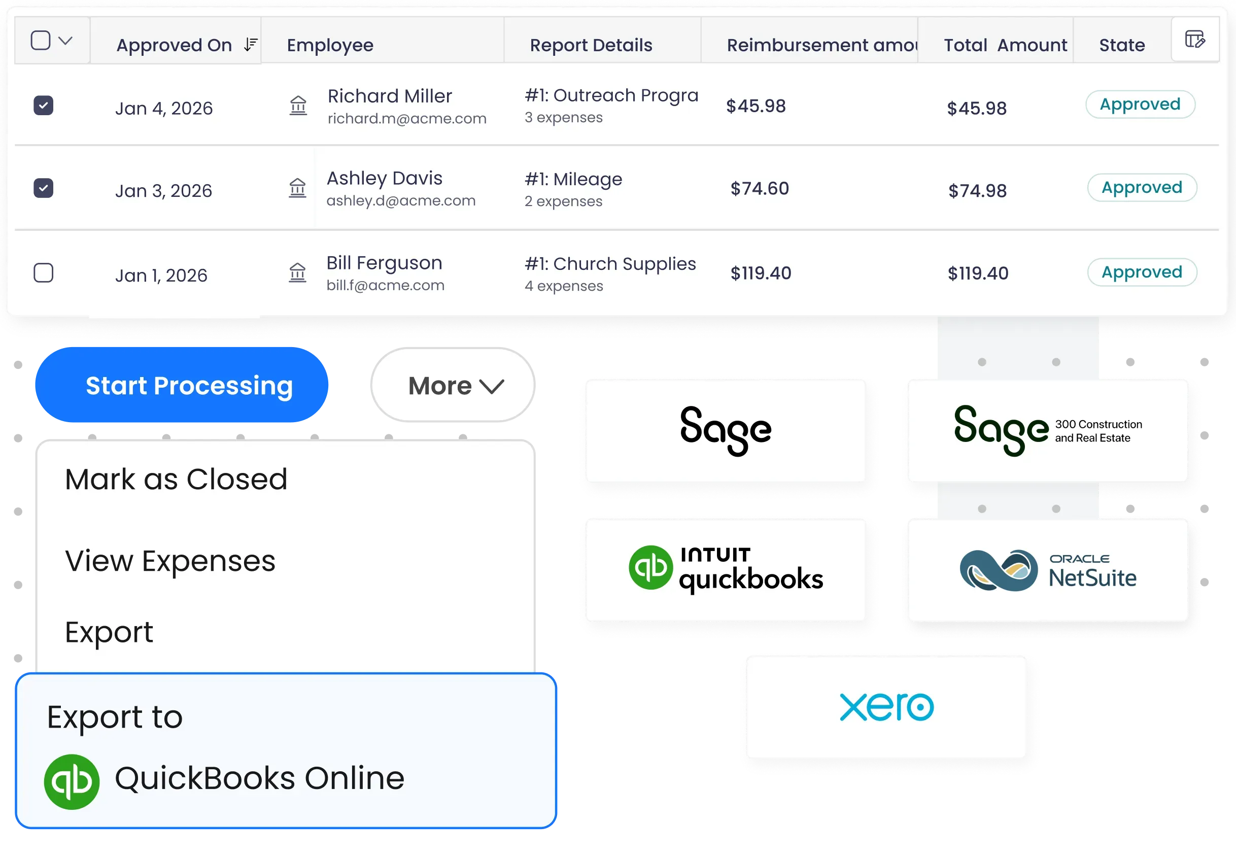 Sage Expense Management integrates with major accounting software to streamline managing expense data