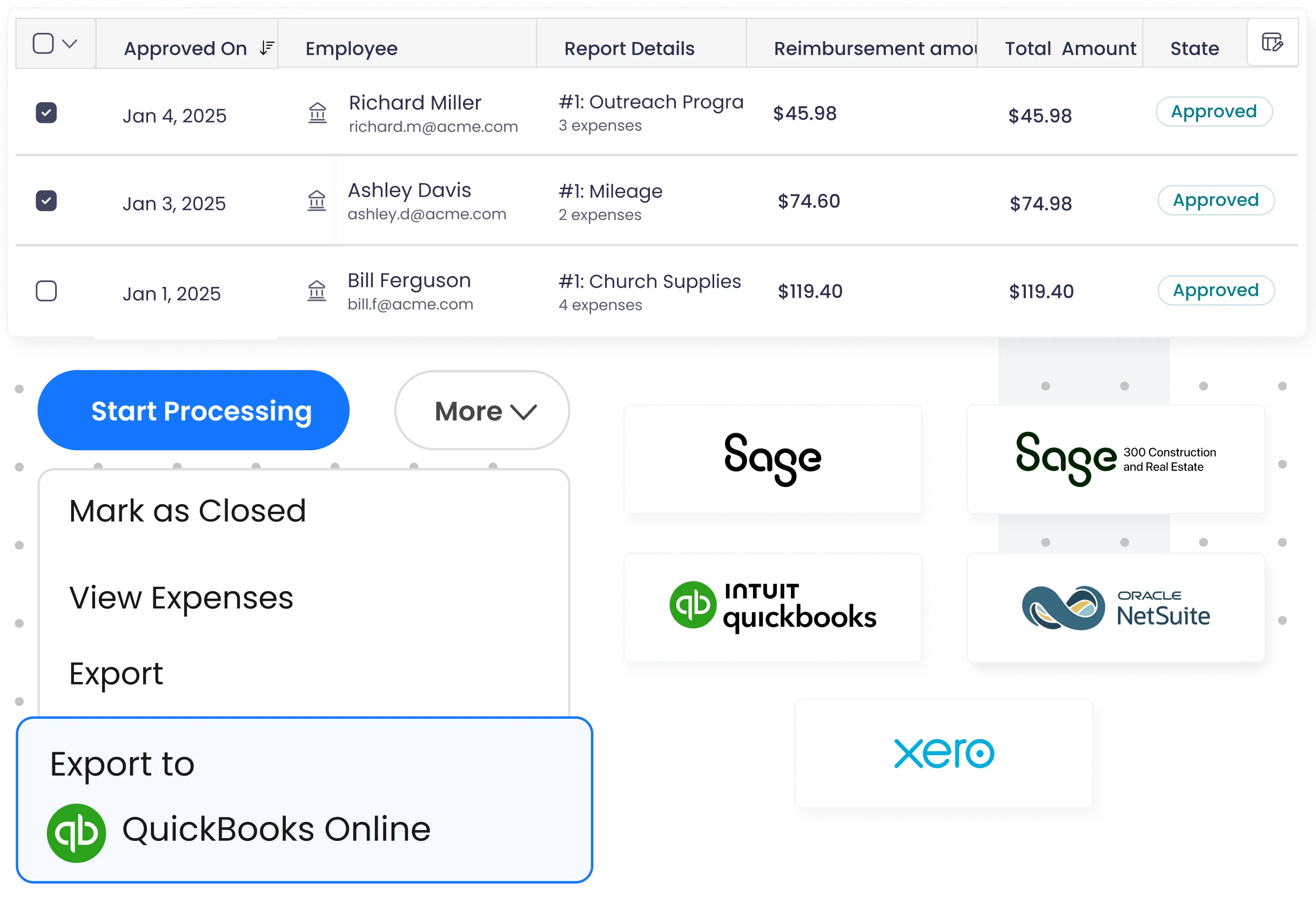 Fyle integrates with major accounting software to streamline managing expense data