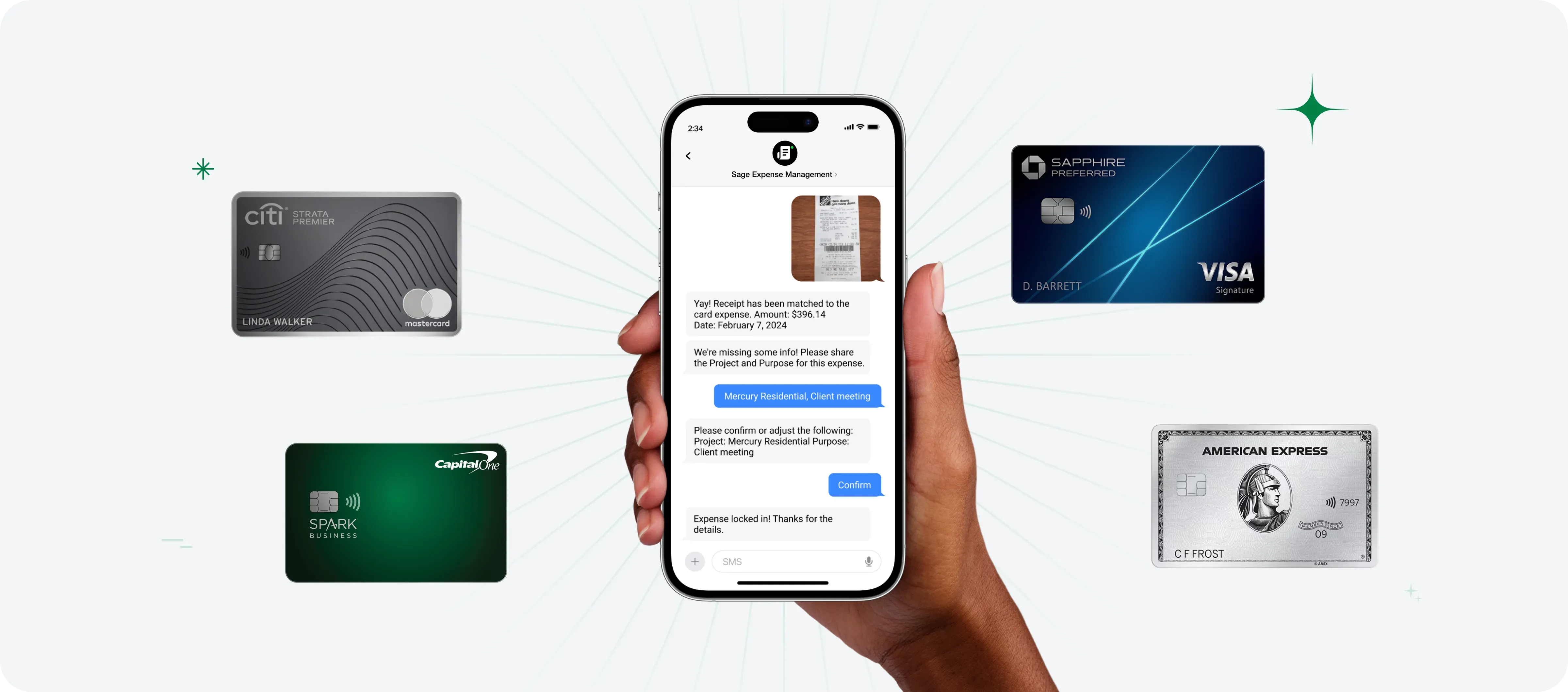 Collect receipts for business credit card spend via text with Sage Expense Management's real-time APIs