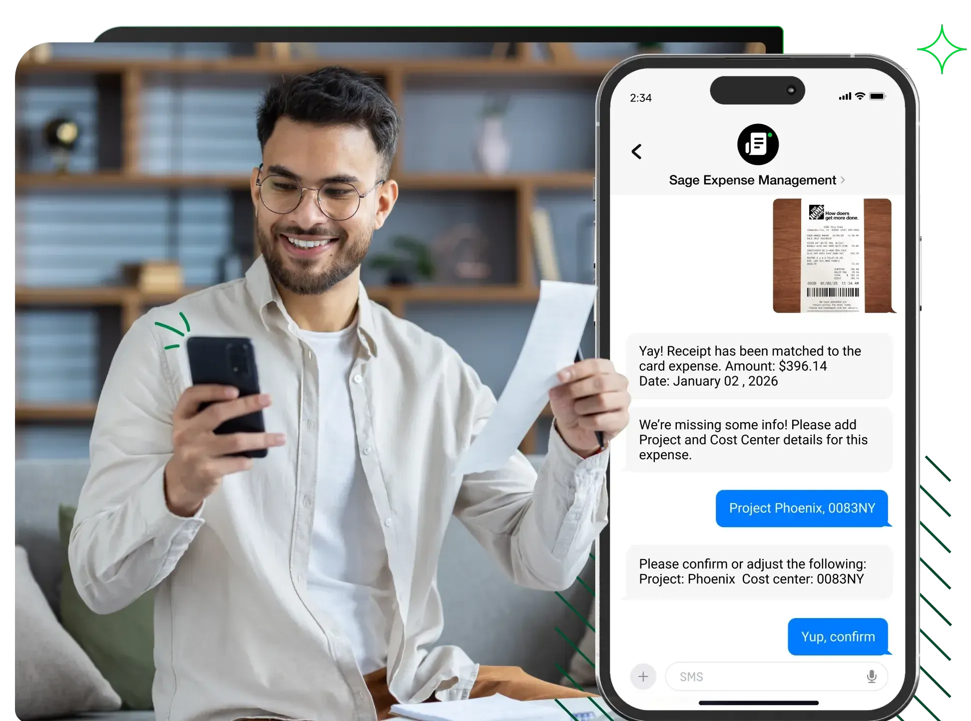 Employee submitting expenses via Sage Expense Management