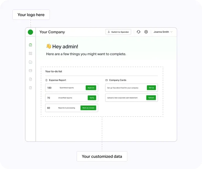 Fyle's white-labelled expense management software customized for each customer