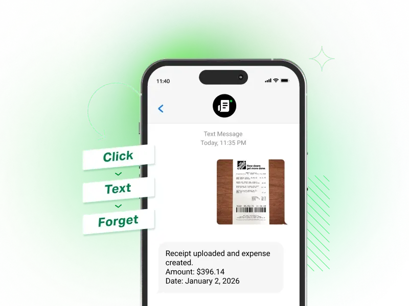Text-to-receipt automation demo on a mobile phone